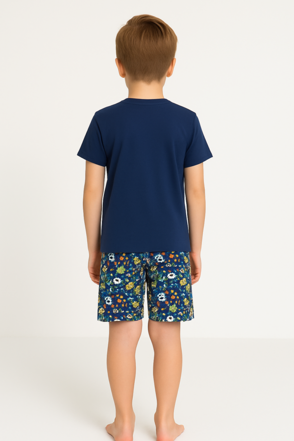 Erkek Çocuk Goal Time Yazılı Top Baskılı Kısa Kollu Kaprili Pijama Takımı - 3. görsel