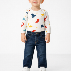 Erkek Çocuk Boru Paça Mavi Renk Kot Pantolon - Almira Bebek