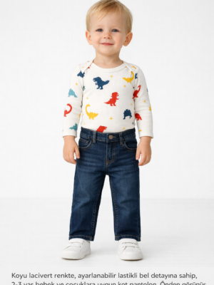 Erkek Çocuk Boru Paça Mavi Renk Kot Pantolon - Almira Bebek
