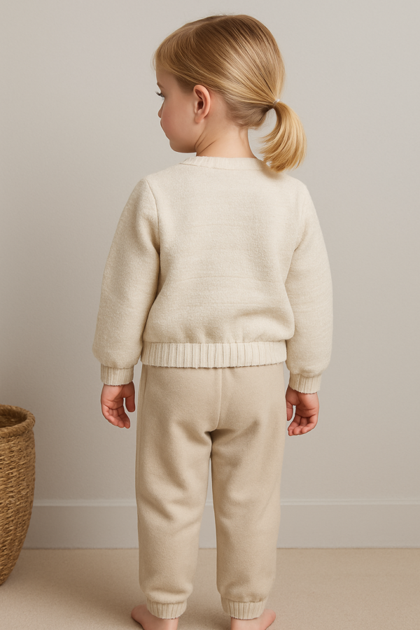 Kız Bebek Çiçek Ve Yaprak Desenli Simli Ceketli 3lü Takım - 4. görsel