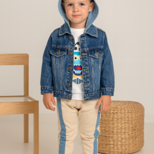 Erkek Bebek Kot Ceket-uzun Kol Bady- Beli Lastikli Eşofmanlı Takım - Almira Bebek