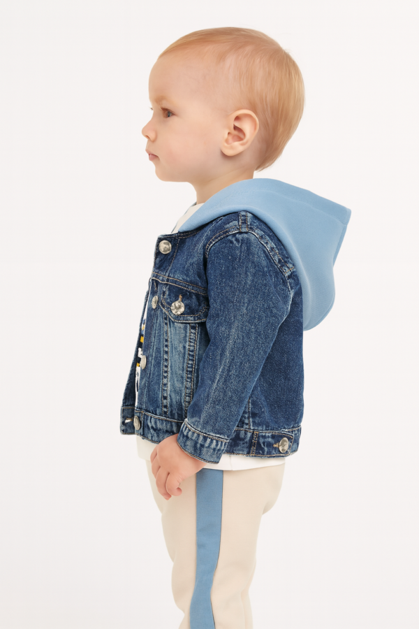 Erkek Bebek Kot Ceket-uzun Kol Bady- Beli Lastikli Eşofmanlı Takım - 3. görsel