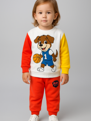 Erkek Bebek Paw Petrol Baskılı Uzun Kollu Pamuklu Takım - Almira Bebek