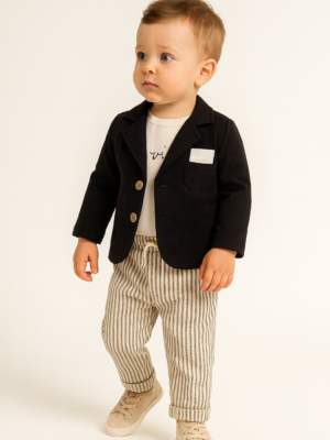 Erkek Bebek Müslin Kumaşlı Ceket- Gömlek Pantolon Takım - Almira Bebek