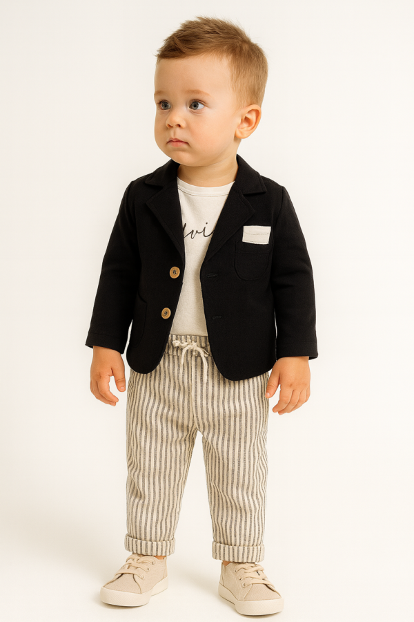 Erkek Bebek Müslin Kumaşlı Ceket- Gömlek Pantolon Takım - 2. görsel