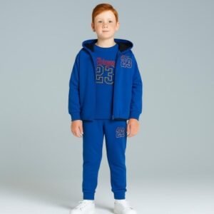 Erkek Çocuk 23 Yazılı Kapşonlu Yelek -sweat-eşofman 3lü Takım - Almira Bebek