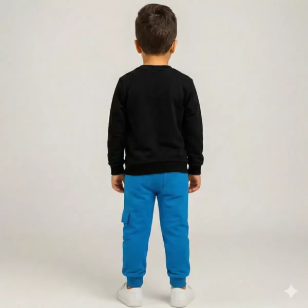 Erkek Çocuk Supercool Yazılı Uzun Kollu Siyah Renk Eşofman Takım - 3. görsel