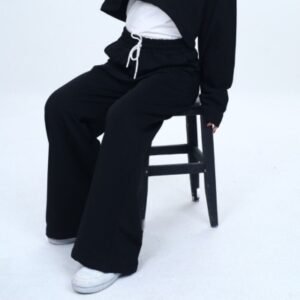 Kız Çocuk Cepli Beli Lastikli Siyah Eşofman Altı - Almira Bebek