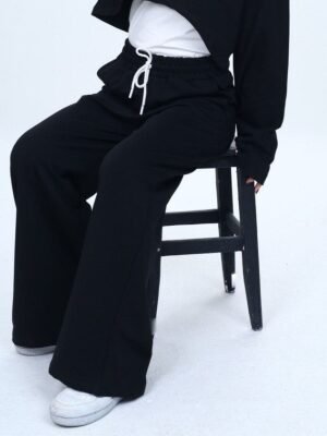 Kız Çocuk Cepli Beli Lastikli Siyah Eşofman Altı - Almira Bebek