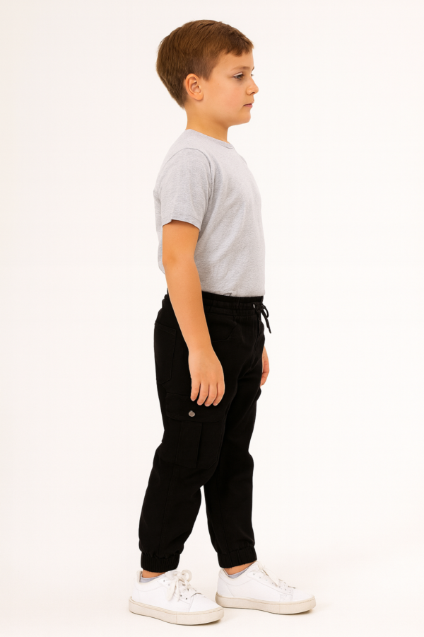 Erkek Çocuk Kargo Cepli Bel Kısmı Lastikli Kanvas Pantolon - 2. görsel