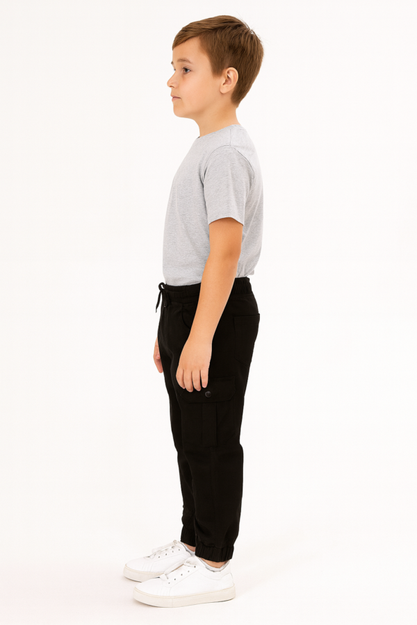 Erkek Çocuk Kargo Cepli Bel Kısmı Lastikli Kanvas Pantolon - 3. görsel