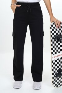 Kız Çocuk Kargo Cepli Geniş Paçalı Eşofman Altı - Almira Bebek