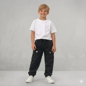 Erkek Çocuk Kargo Cepli Beli Lastikli Gabardin Pantolon - Almira Bebek