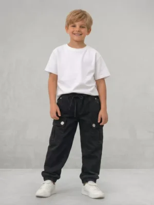 Erkek Çocuk Kargo Cepli Beli Lastikli Gabardin Pantolon - Almira Bebek