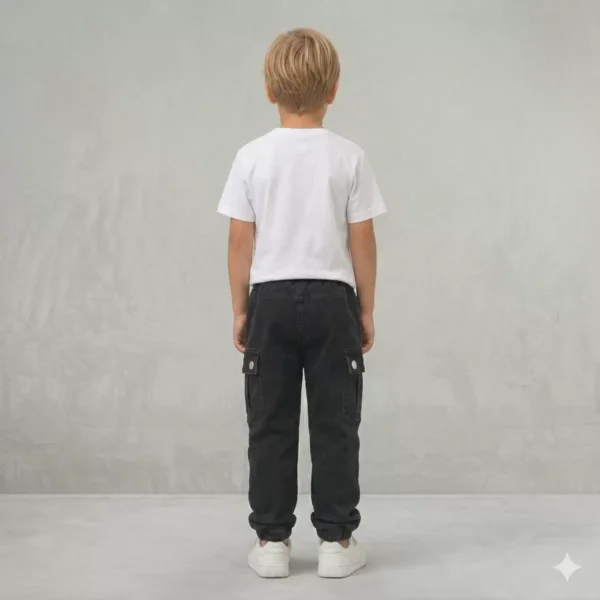 Erkek Çocuk Kargo Cepli Beli Lastikli Gabardin Pantolon - 3. görsel