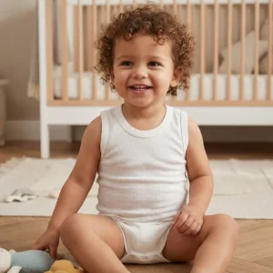 Unisex Jakarlı Kalın Askılı Çıtçıtlı Bady - Almira Bebek