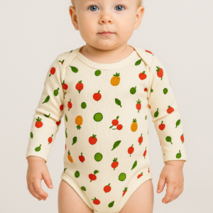 Kız Bebek Meyve Desenli Uzun Kollu Çıtçıtlı Bady - Almira Bebek