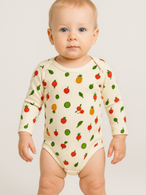 Kız Bebek Meyve Desenli Uzun Kollu Çıtçıtlı Bady - Almira Bebek