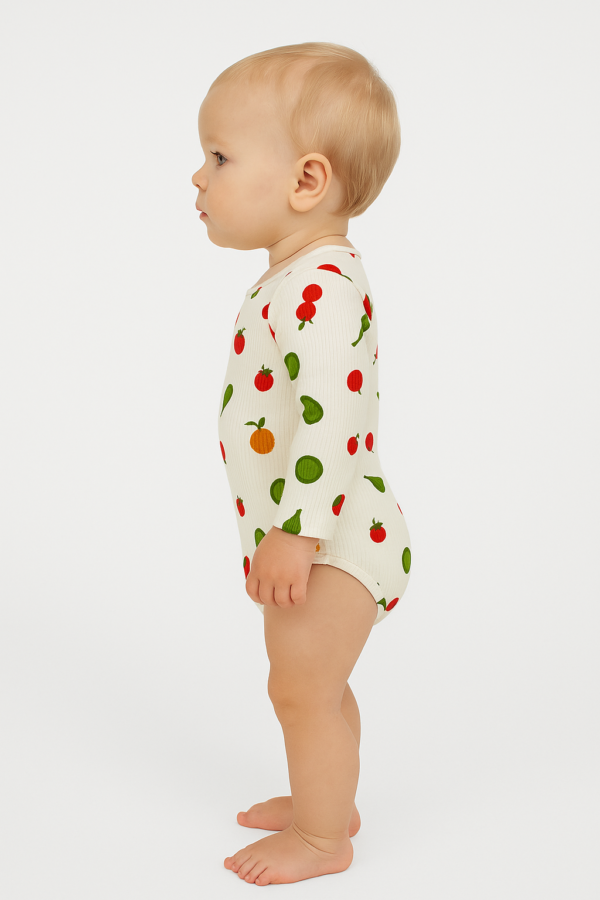 Kız Çocuk Meyve Desenli Uzun Kollu Çıtçıtlı Bady - 2. görsel