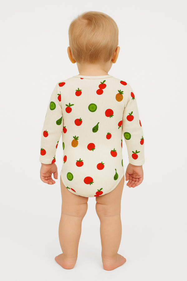 Kız Çocuk Meyve Desenli Uzun Kollu Çıtçıtlı Bady - 3. görsel