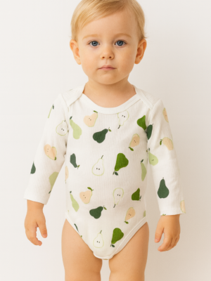 Unisex Armut Desenli Uzun Kollu Çıtçıtlı Bady - Almira Bebek
