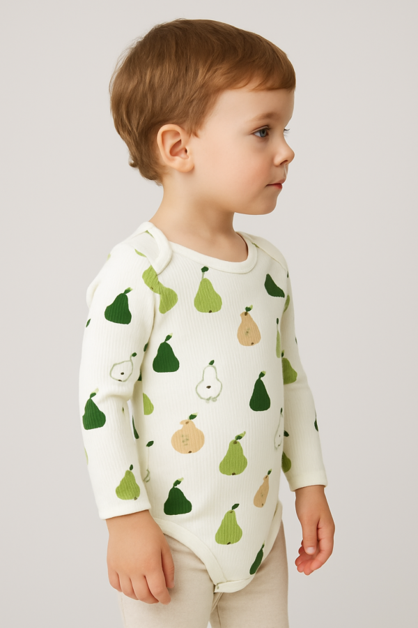 Unisex Armut Desenli Uzun Kollu Çıtçıtlı Bady - 2. görsel