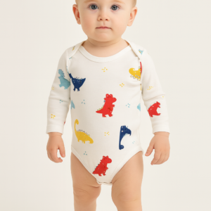 Erkek Bebek Dinazor Baskılı Uzun Kollu Çıtçıtlı Bady - Almira Bebek