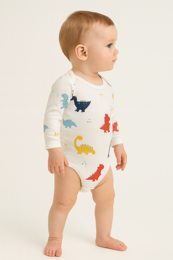 Erkek Bebek Dinazor Baskılı Uzun Kollu Çıtçıtlı Bady - 3. görsel