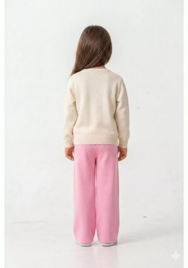 Kız Çocuk Fiyonk İşlemeli Triko Takım - 3. görsel