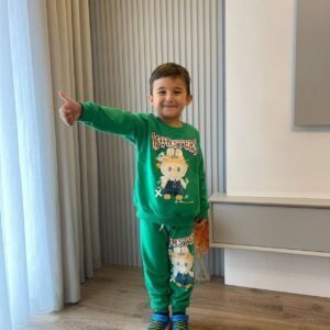 Erkek Çocuk Monsters Yazılı-yeşil Renk Labubu Baskılı Takım - Almira Bebek