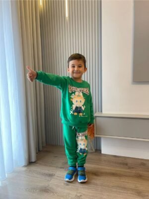 Erkek Çocuk Monsters Yazılı-yeşil Renk Labubu Baskılı Takım - Almira Bebek