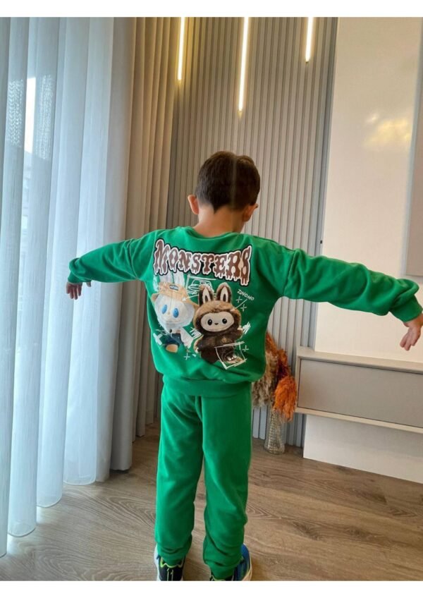 Erkek Çocuk Monsters Yazılı-yeşil Renk Labubu Baskılı Takım - 2. görsel