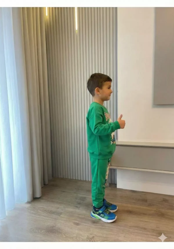 Erkek Çocuk Monsters Yazılı-yeşil Renk Labubu Baskılı Takım - 3. görsel