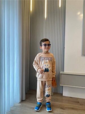 Erkek Çocuk Labubu Baskılı Krem Renk Takım - Almira Bebek