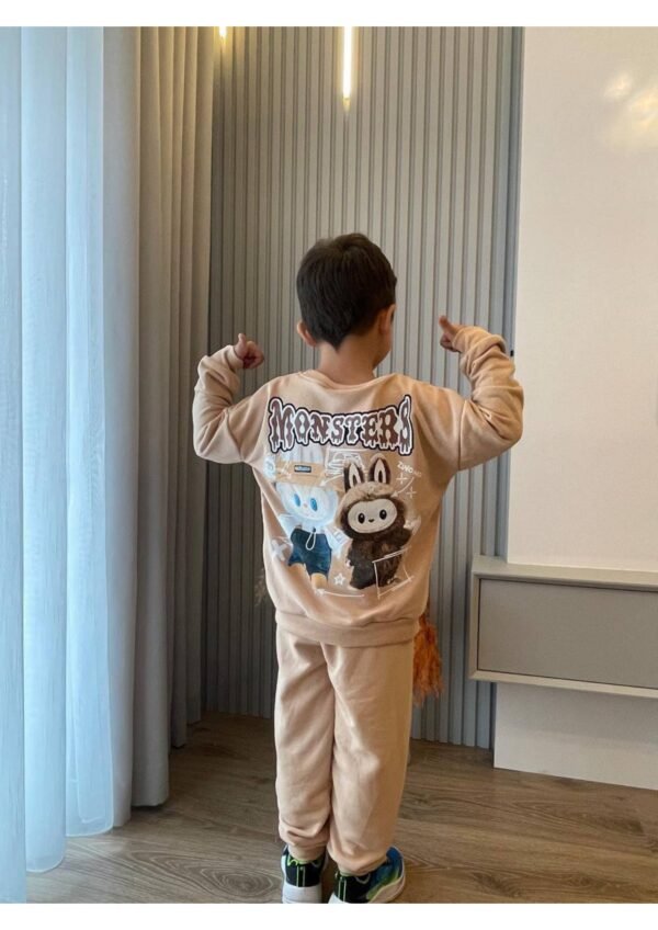 Erkek Çocuk Labubu Baskılı Krem Renk Takım - 2. görsel