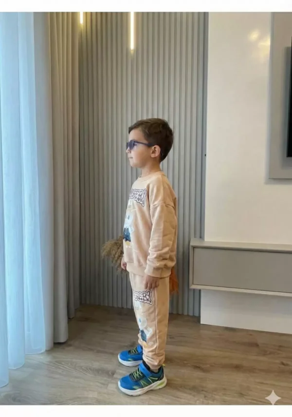 Erkek Çocuk Labubu Baskılı Krem Renk Takım - 3. görsel