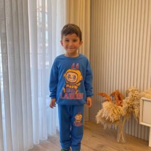 Erkek Çocuk Labubu Baskılı Mavi Renk Takım - Almira Bebek