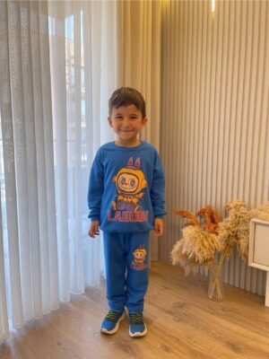 Erkek Çocuk Labubu Baskılı Mavi Renk Takım - Almira Bebek