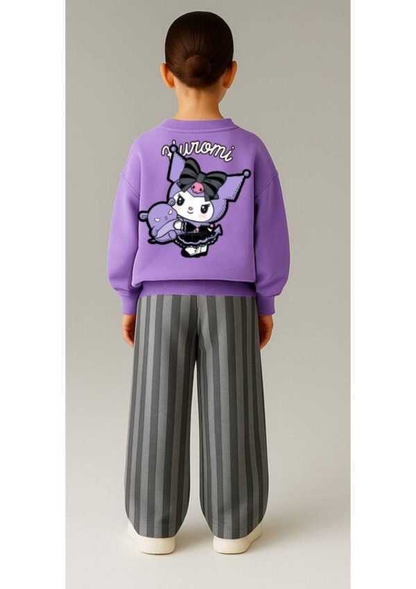 Kız Çocuk Kuromi Baskılı Çizgili Pantolonlu Takım - 2. görsel