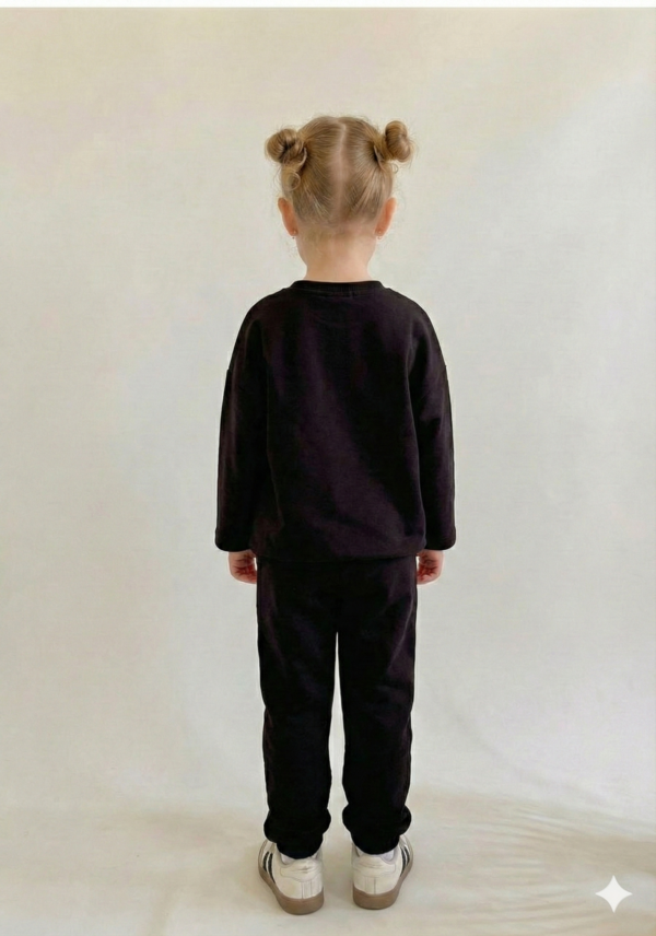 Kız Çocuk So Cute Monsters Yazılı Labubulu Siyah Renk Takım - 3. görsel