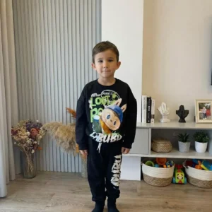 Erkek Çocuk Labubu Baskılı Siyah Renk Takım - Almira Bebek