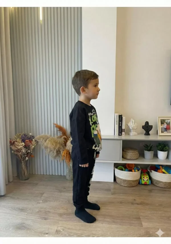 Erkek Çocuk Labubu Baskılı Siyah Renk Takım - 2. görsel