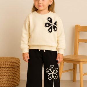 Kız Çocuk Çiçek İşlemeli Uzun Kollu 2ip Takım - Almira Bebek