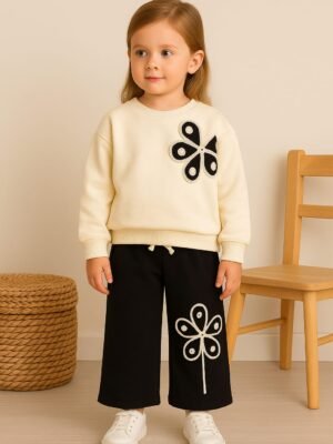 Kız Çocuk Çiçek İşlemeli Uzun Kollu 2ip Takım - Almira Bebek