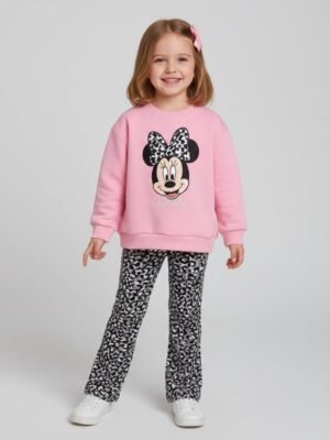 Kız Çocuk Minnie Baskılı Uzun Kollu Takım, Kız Çocuk Giyim, Rahat ve Şık
