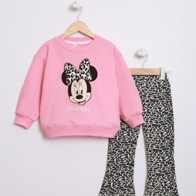 Kız Çocuk Minnie Baskılı - Uzun Kollu- 2 İp -leoparlı Takım - 4. görsel