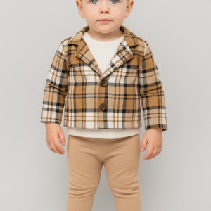 Erkek Bebek Ekoseli Ceket- Sweat- Pantolon Takım - Almira Bebek