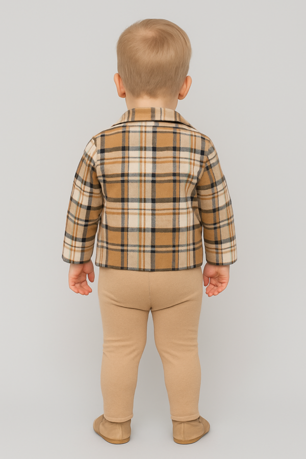 Erkek Bebek Ekoseli Ceket- Sweat- Pantolon Takım - 3. görsel