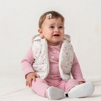 Kız Bebek Çiçek Desenli- Kapşonlu -şişme Yelekli -takım - 2. görsel