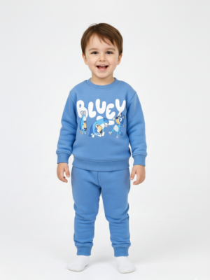 Erkek Çocuk Bluey Yazılı Köpek Baskılı Şardonlu Takım - Almira Bebek